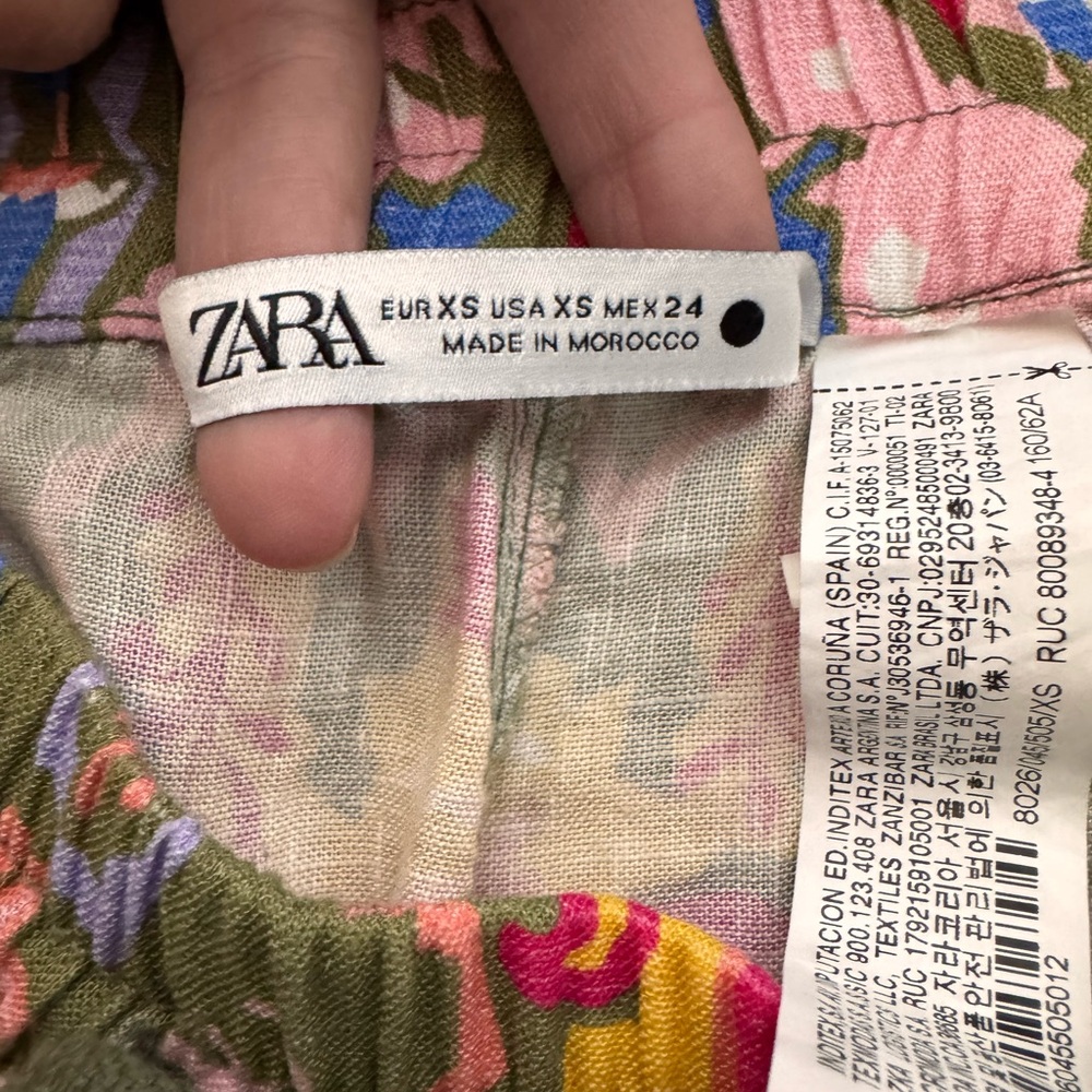 ZARA Multicolor Drawstring Linen Shorts - Picture 8 of 11